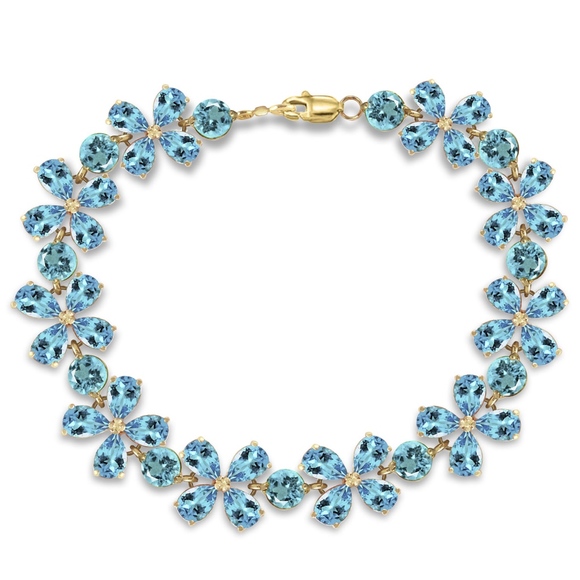 14K. SOLID GOLD BRACELETS WITH NATURAL BLUE TOPAZ - Picture 2 of 3